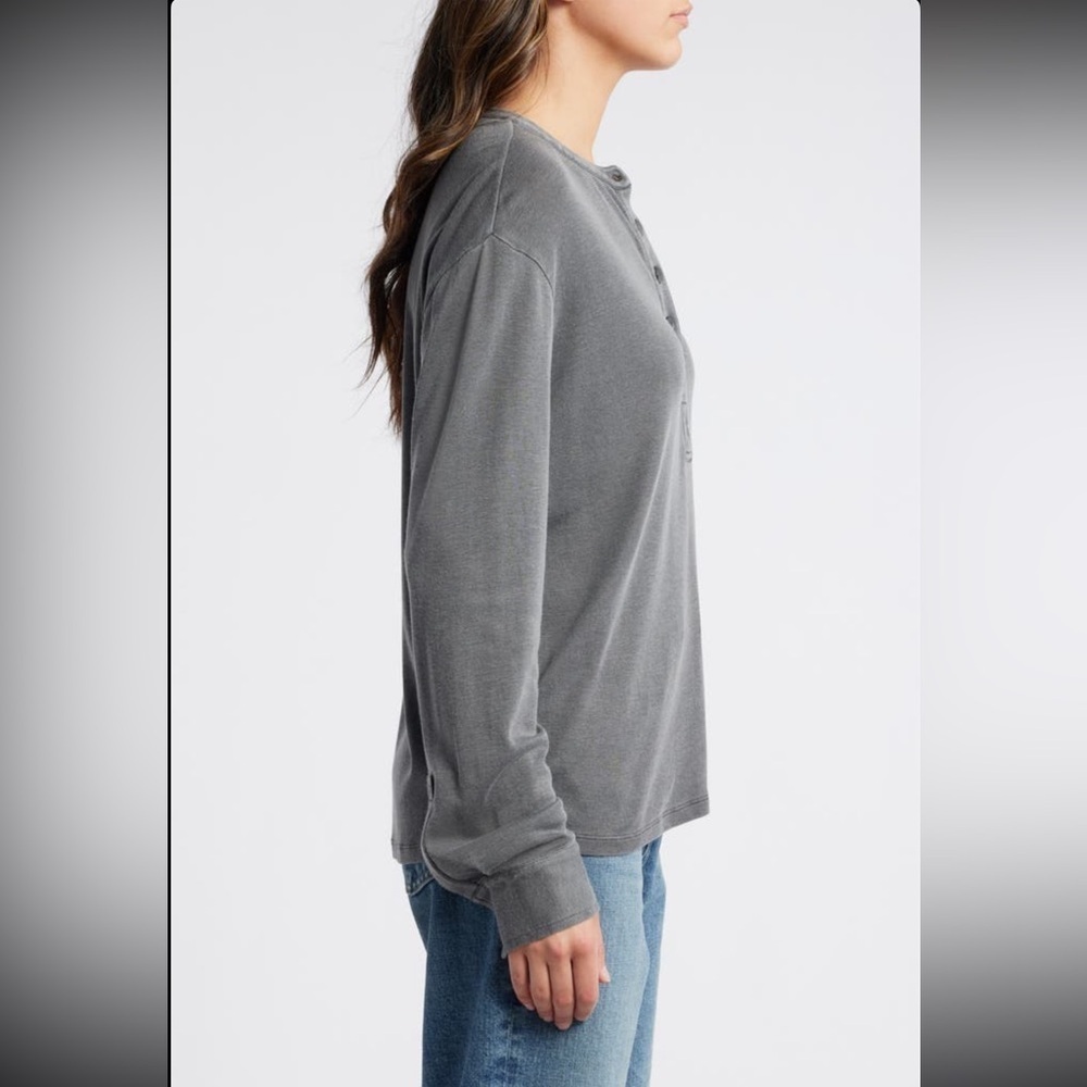 Treasure & Bond Boxy Henley, BLACK JET, Size Large, NWT - Picture 4 of 7